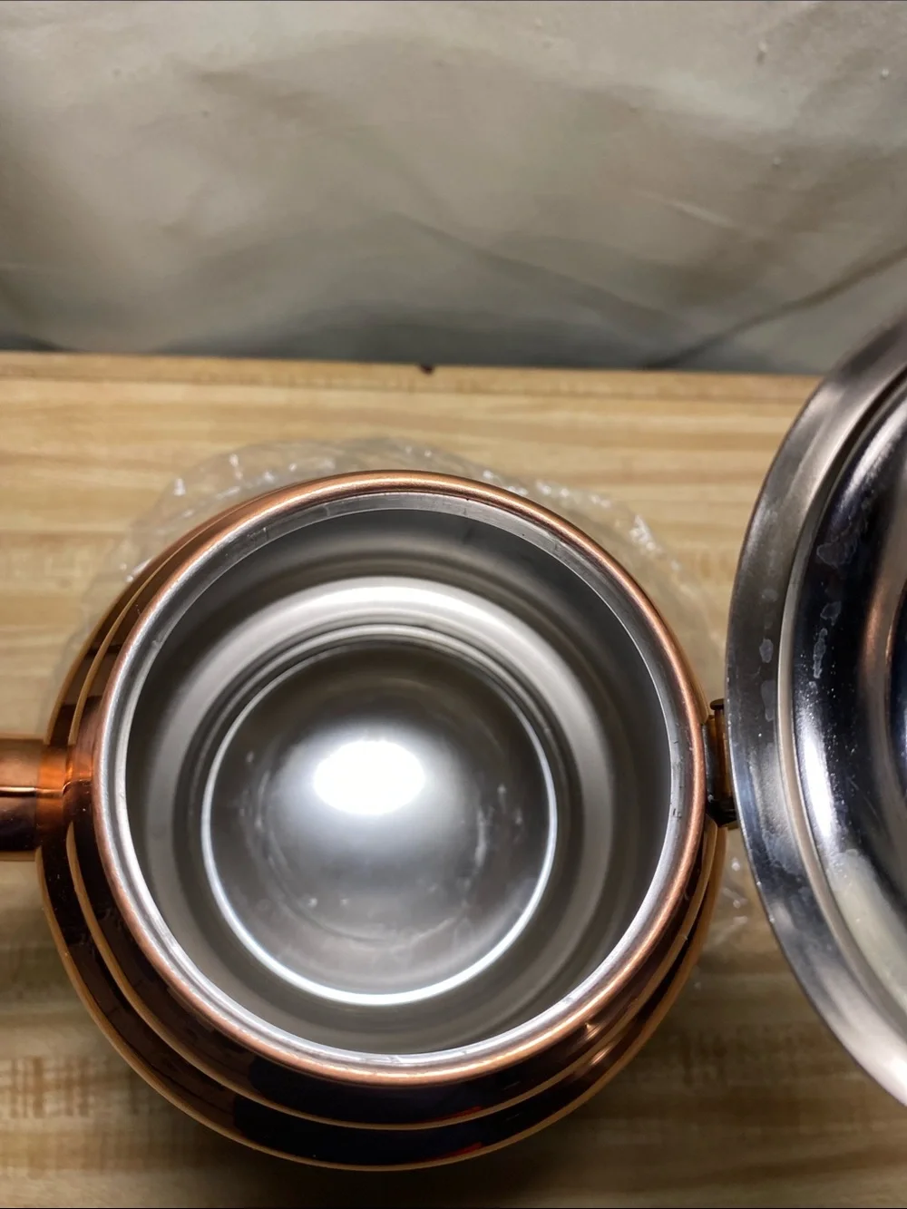 Vintage 6 Cup Copper Coffee Pot & Brass Warmer
